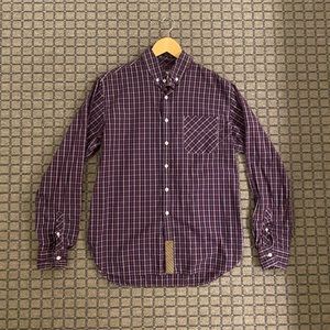 Billy Reid Dark Purple Checkered Button Down Shirt